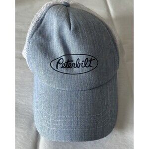 Peterbilt Hat Cap Snapback Trucker Light Blue White Mesh Semi Trucks Adult Mens